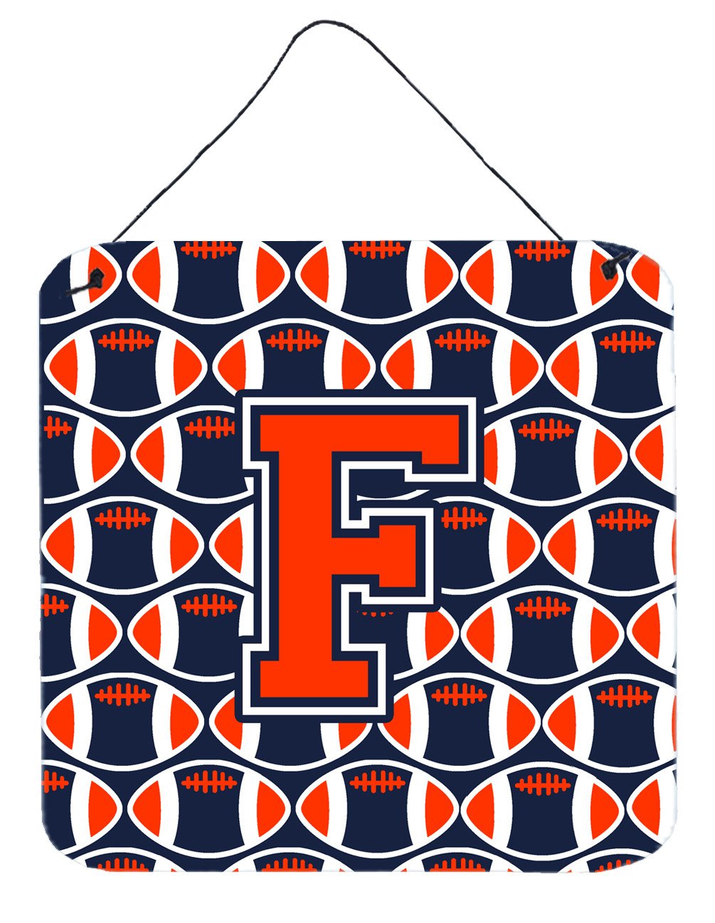 Letter F Football Orange, Blue and white Wall or Door Hanging Prints CJ1066-FDS66 by Caroline&#39;s Treasures