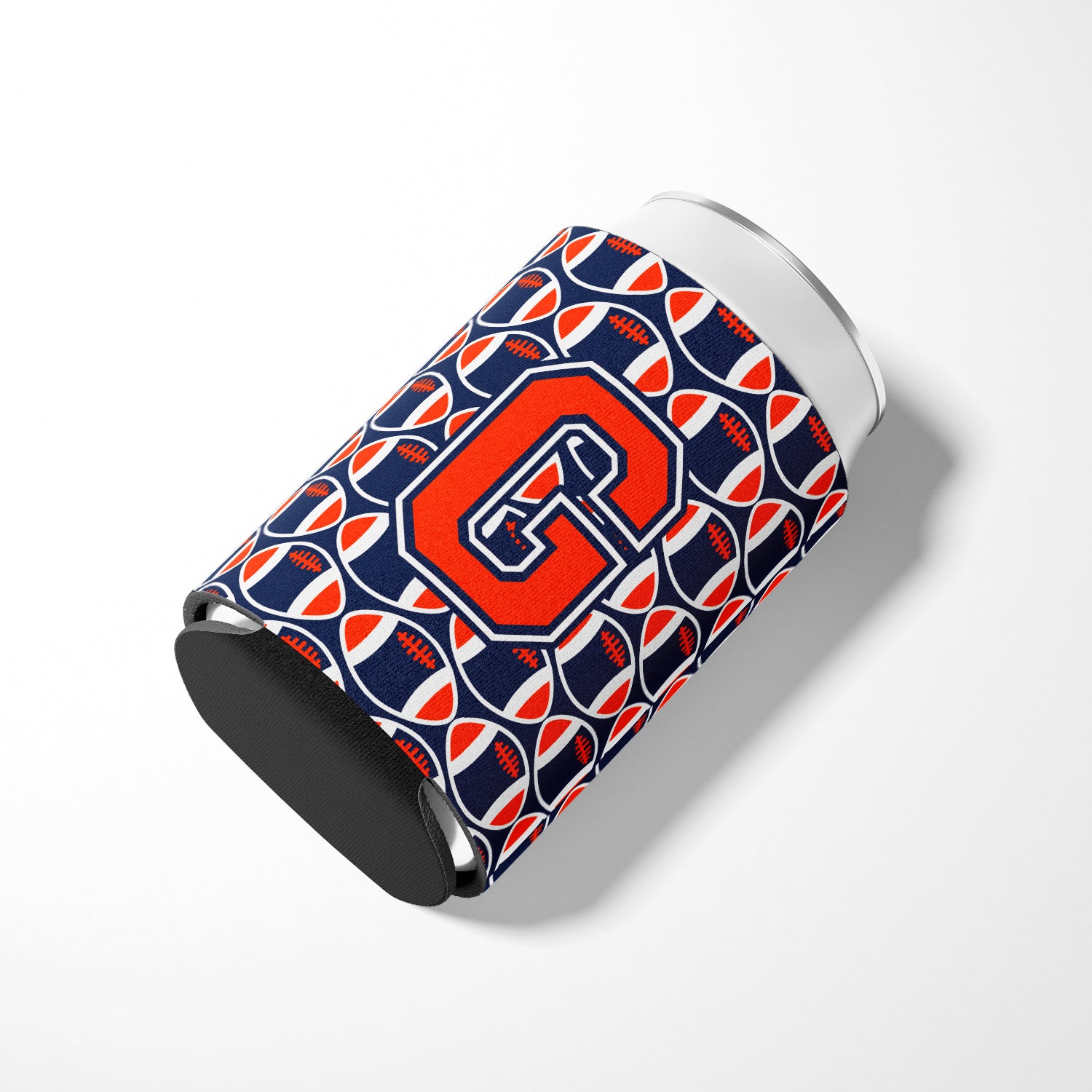 Letter G Football Orange, Blue and white Can or Bottle Hugger CJ1066-GCC