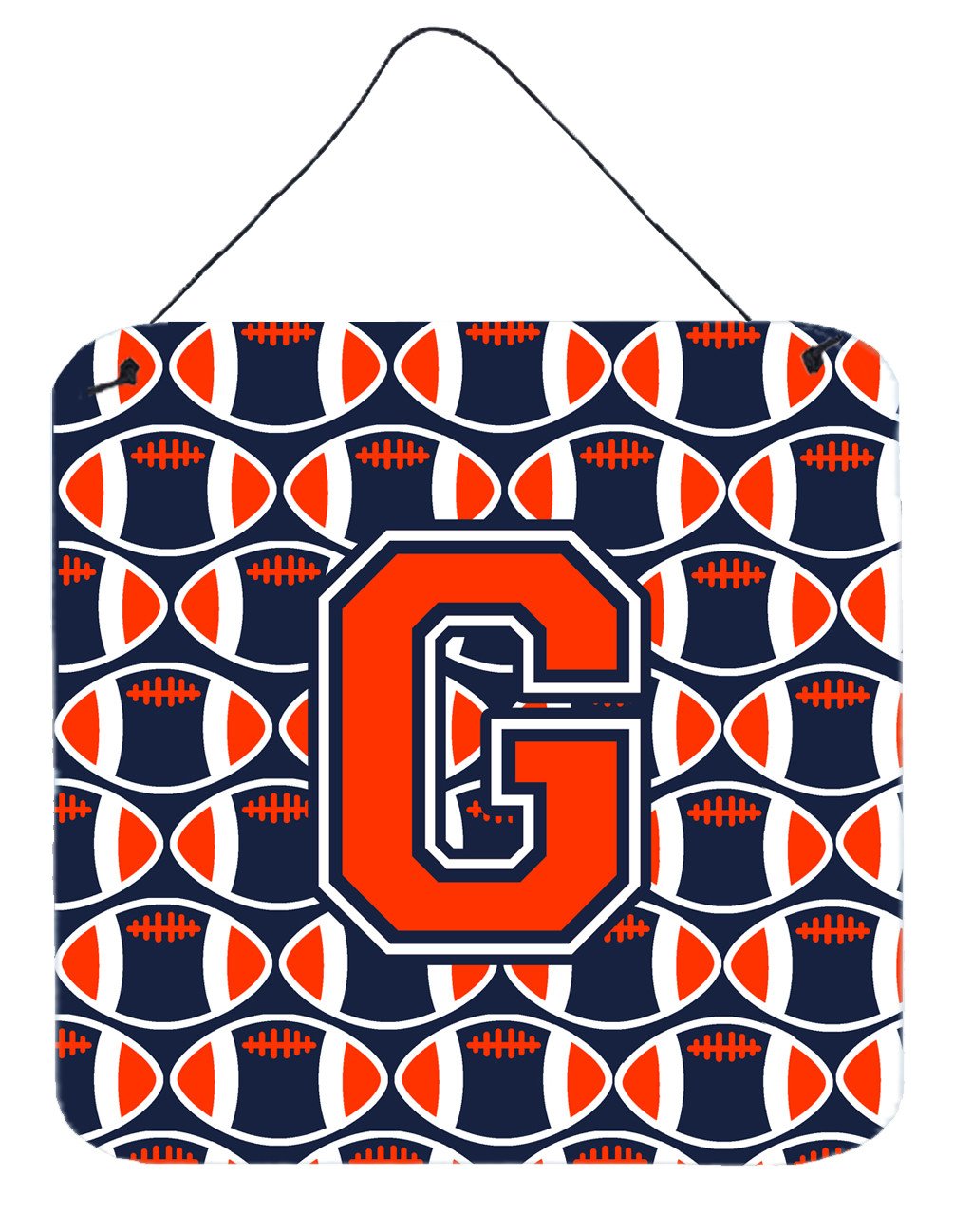 Letter G Football Orange, Blue and white Wall or Door Hanging Prints CJ1066-GDS66 by Caroline&#39;s Treasures