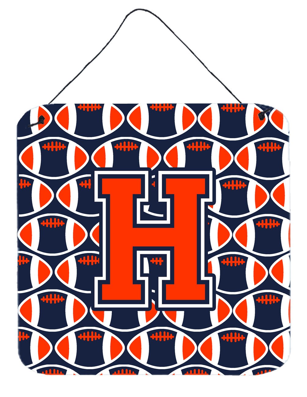 Letter H Football Orange, Blue and white Wall or Door Hanging Prints CJ1066-HDS66 by Caroline&#39;s Treasures