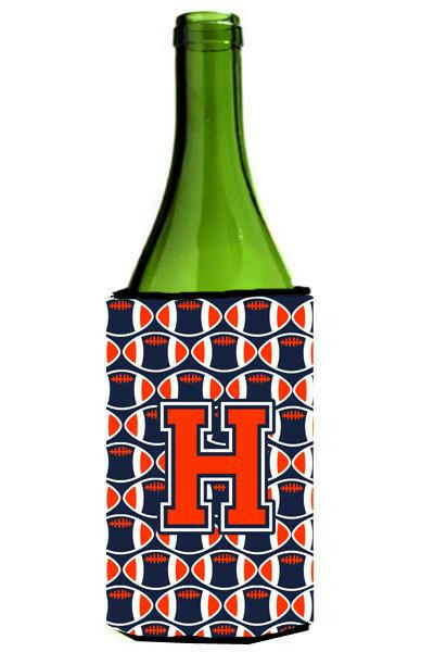 Letter H Football Orange, Blue and white Wine Bottle Beverage Insulator Hugger CJ1066-HLITERK by Caroline&#39;s Treasures