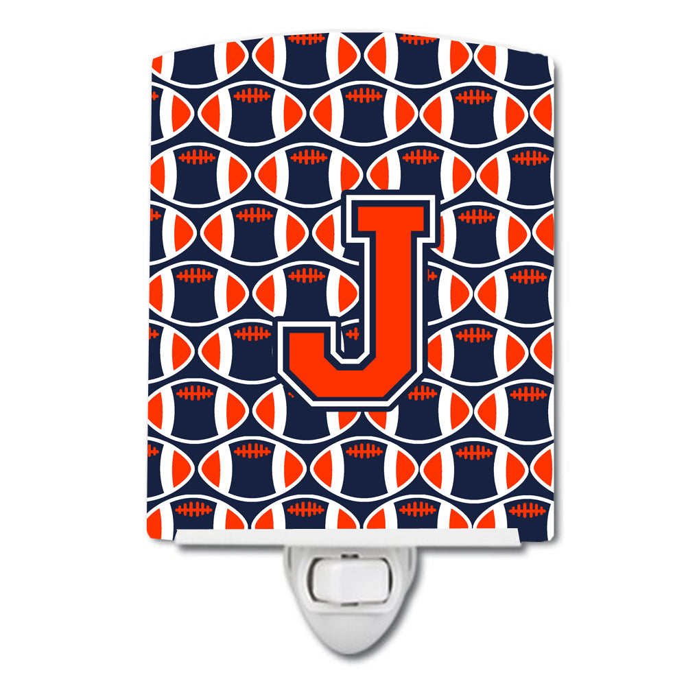 Letter J Football Orange, Blue and white Ceramic Night Light CJ1066-JCNL - the-store.com