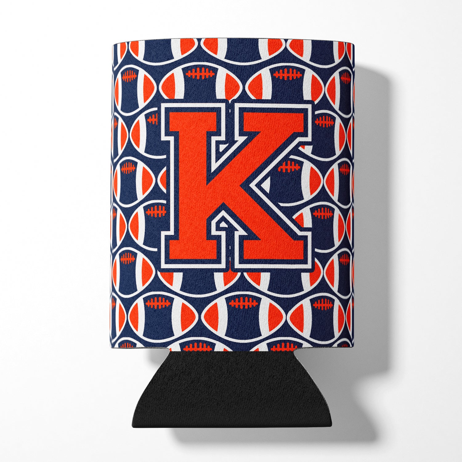 Letter K Football Orange, Blue and white Can or Bottle Hugger CJ1066-KCC.
