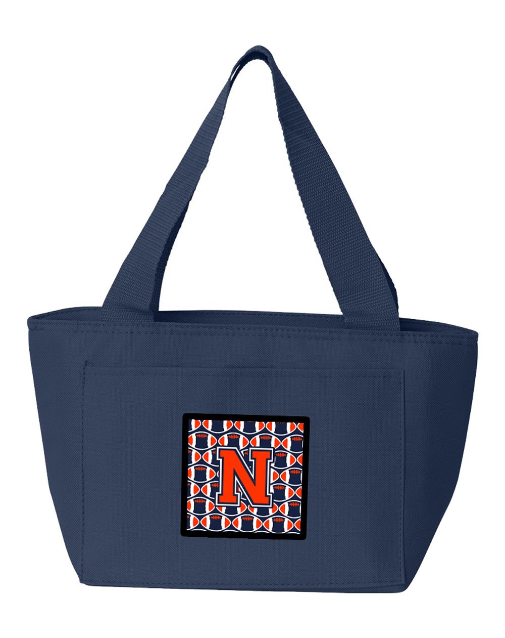 Letter N Football Orange, Blue and white Lunch Bag CJ1066-NNA-8808 by Caroline&#39;s Treasures