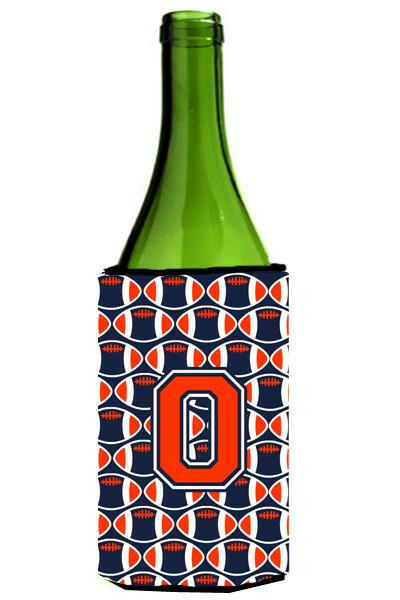 Letter O Football Orange, Blue and white Wine Bottle Beverage Insulator Hugger CJ1066-OLITERK by Caroline&#39;s Treasures