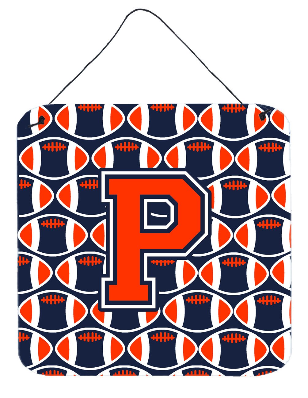 Letter P Football Orange, Blue and white Wall or Door Hanging Prints CJ1066-PDS66 by Caroline's Treasures