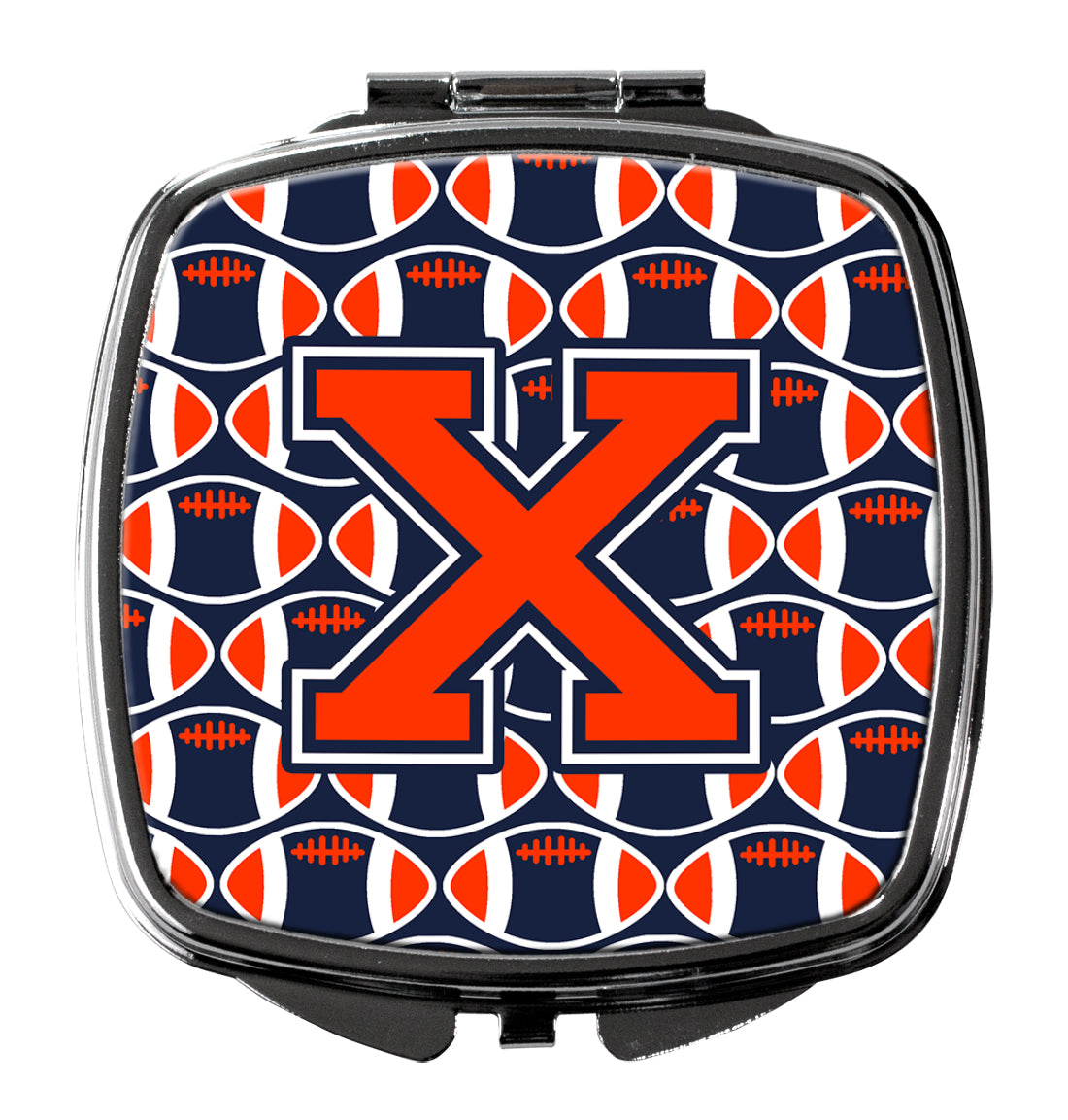 Lettre X Football Orange, Bleu et Blanc Miroir Compact CJ1066-XSCM