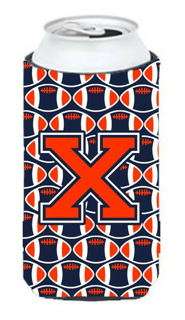 Letter X Football Orange, Blue and white Tall Boy Beverage Insulator Hugger CJ1066-XTBC by Caroline's Treasures