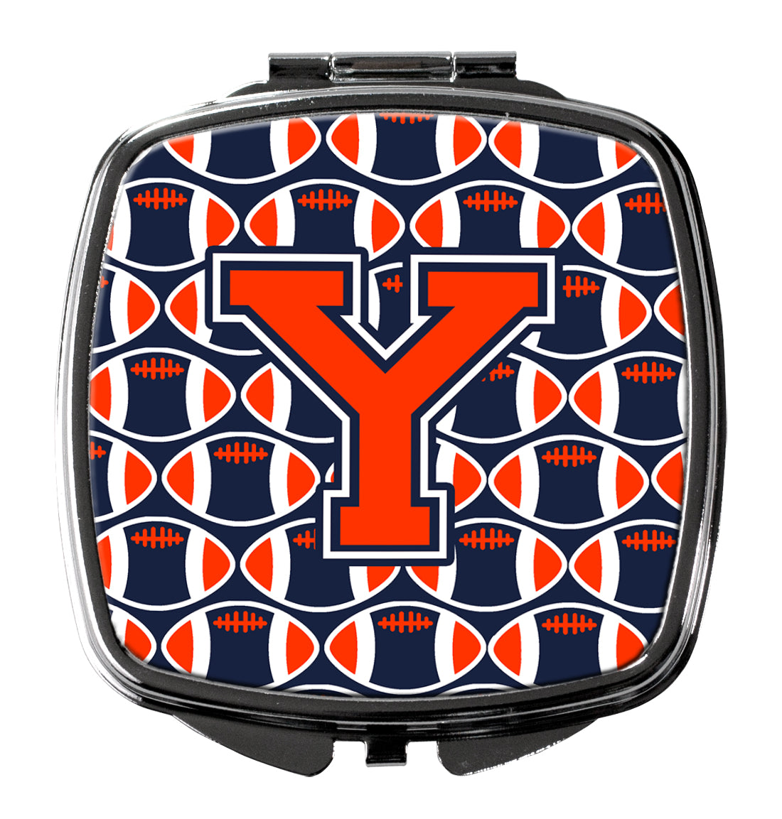 Letter Y Football Orange, Blue and white Compact Mirror CJ1066-YSCM