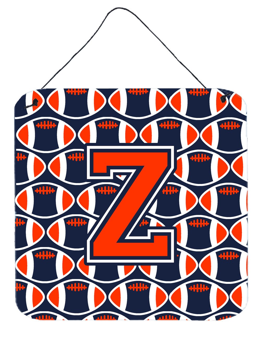Letter Z Football Orange, Blue and white Wall or Door Hanging Prints CJ1066-ZDS66 by Caroline&#39;s Treasures