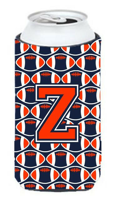 Letter Z Football Orange, Blue and white Tall Boy Beverage Insulator Hugger CJ1066-ZTBC by Caroline&#39;s Treasures