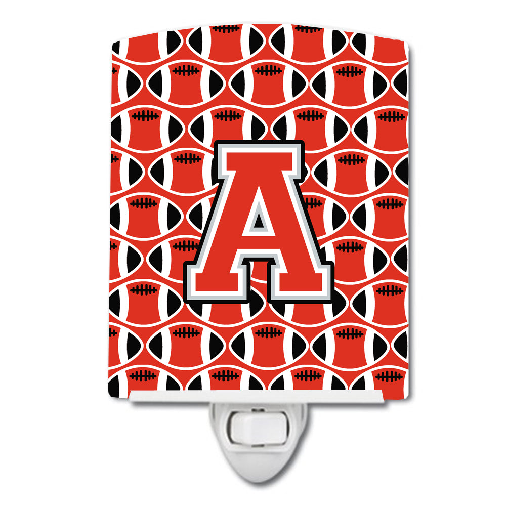 Letter A Football Scarlet and Grey Ceramic Night Light CJ1067-ACNL - the-store.com