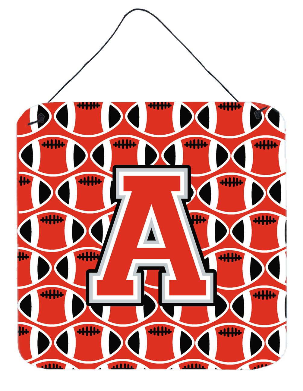 Letter A Football Scarlet and Grey Wall or Door Hanging Prints CJ1067-ADS66 by Caroline&#39;s Treasures