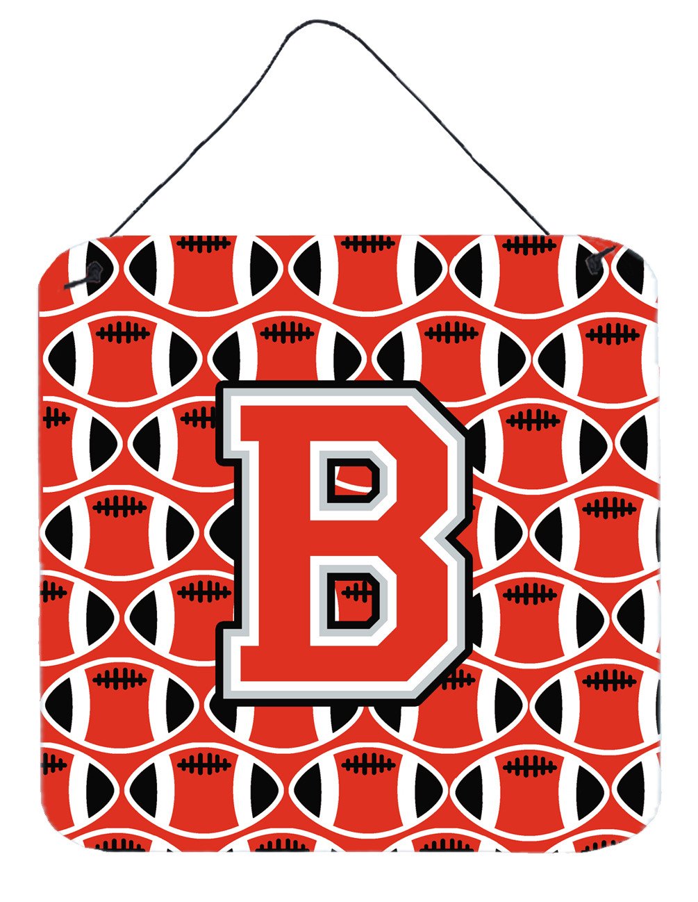 Letter B Football Scarlet and Grey Wall or Door Hanging Prints CJ1067-BDS66 by Caroline&#39;s Treasures