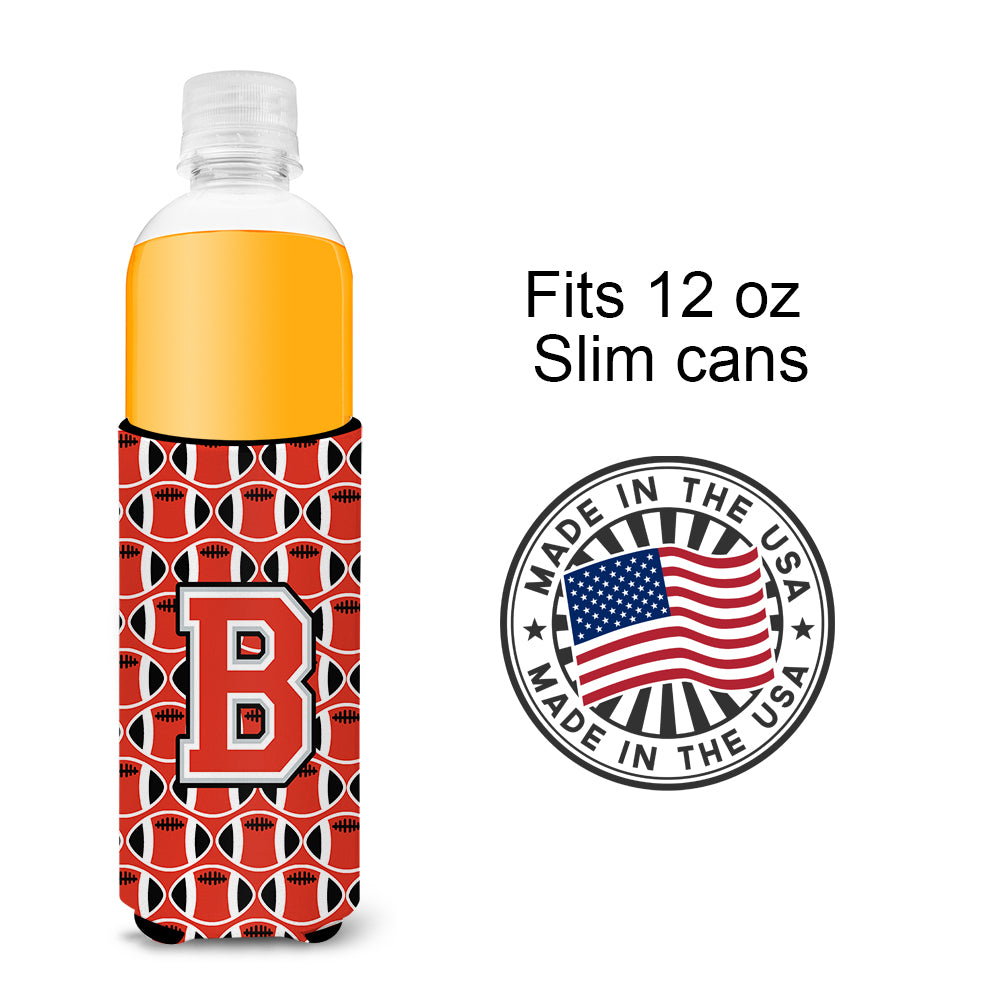 Letter B Football Scarlet and Grey Ultra Beverage Insulators for slim cans CJ1067-BMUK
