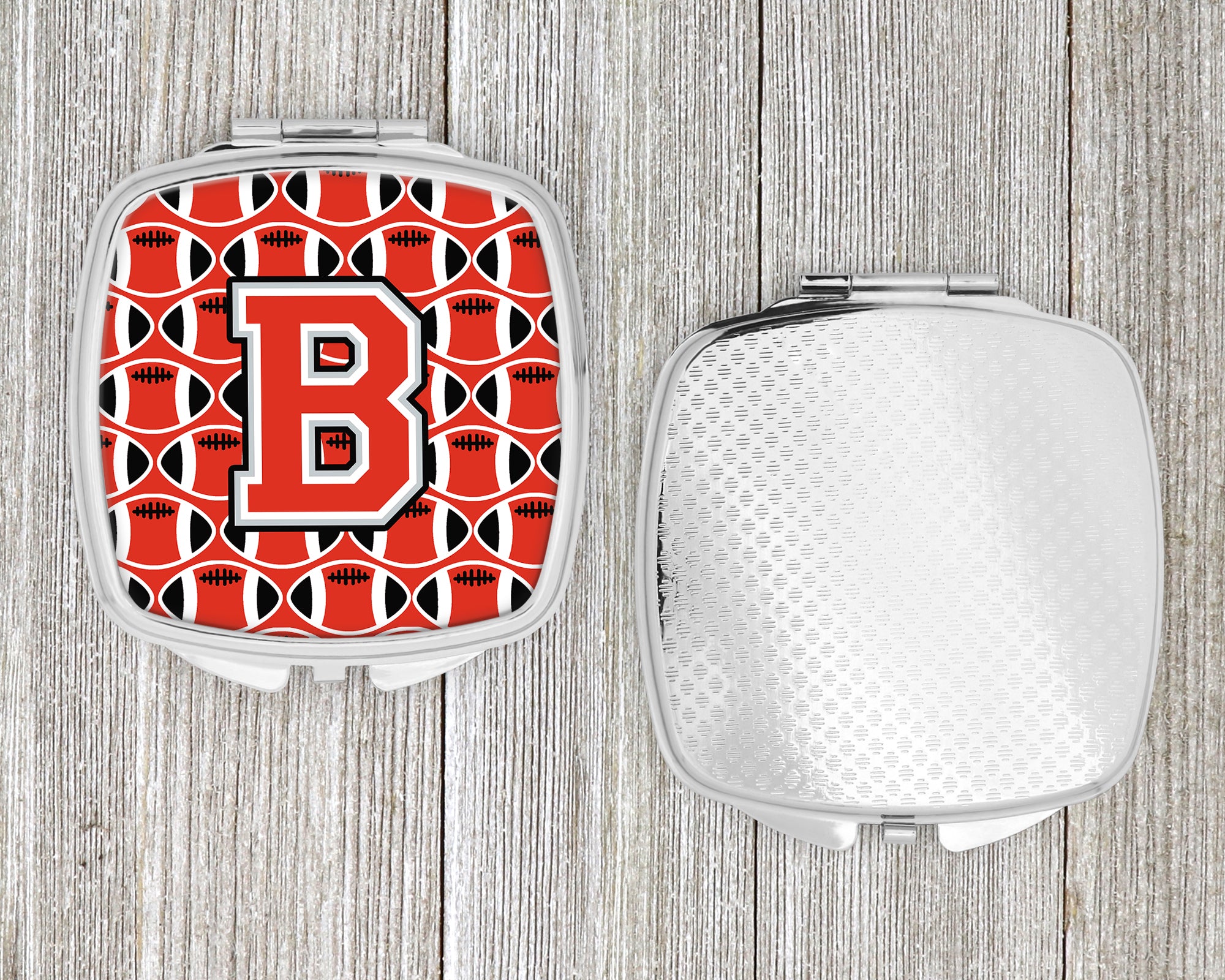 Letter B Football Scarlet and Grey Compact Mirror CJ1067-BSCM  the-store.com.