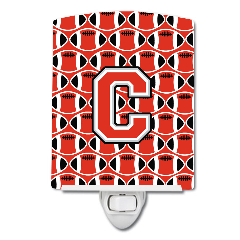 Letter C Football Scarlet and Grey Ceramic Night Light CJ1067-CCNL - the-store.com
