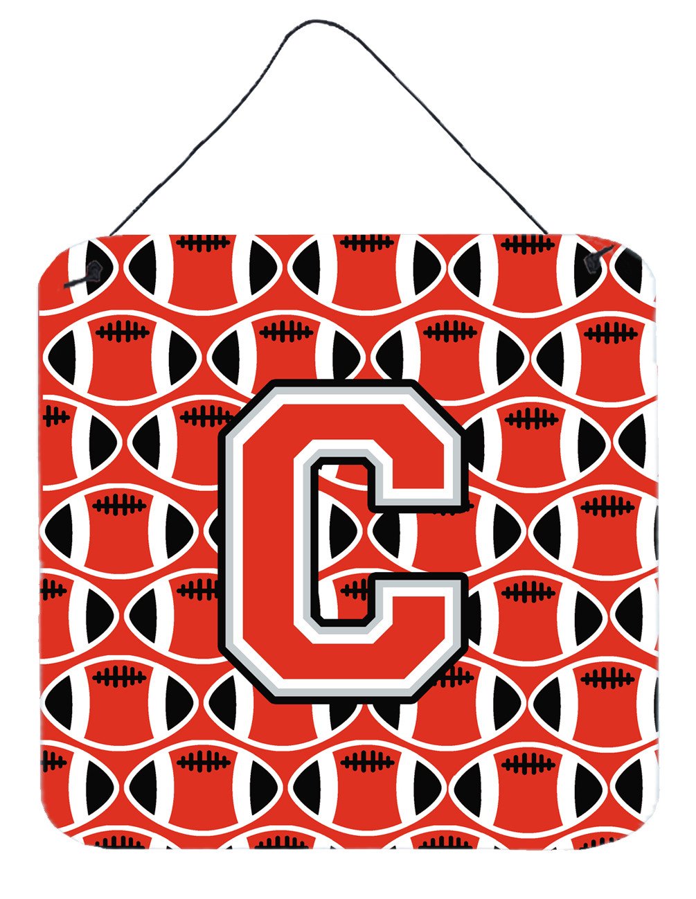 Letter C Football Scarlet and Grey Wall or Door Hanging Prints CJ1067-CDS66 by Caroline&#39;s Treasures