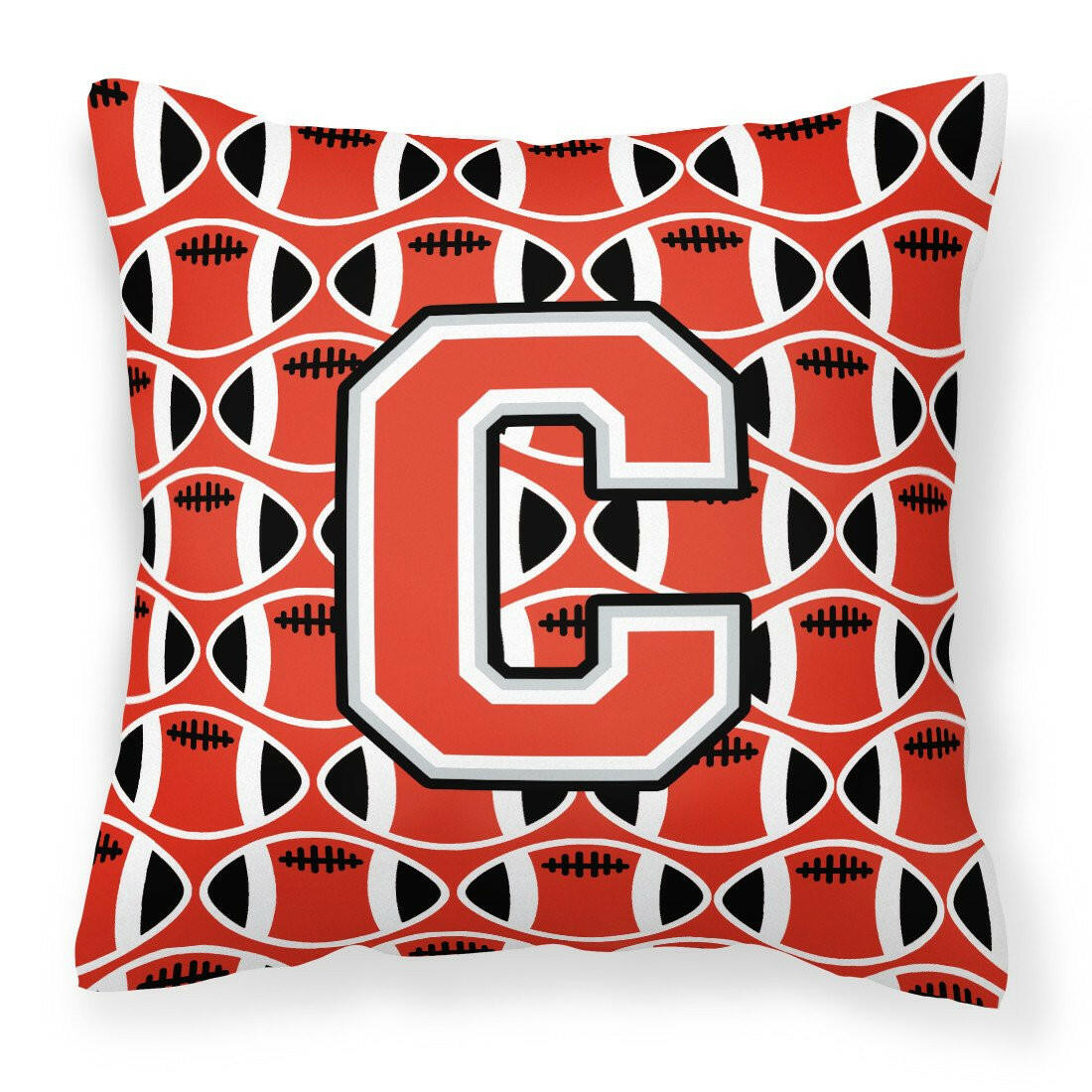 Letter C Football Scarlet and Grey Fabric Decorative Pillow CJ1067-CPW1414 by Caroline&#39;s Treasures