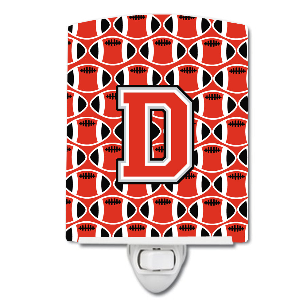 Letter D Football Scarlet and Grey Ceramic Night Light CJ1067-DCNL - the-store.com