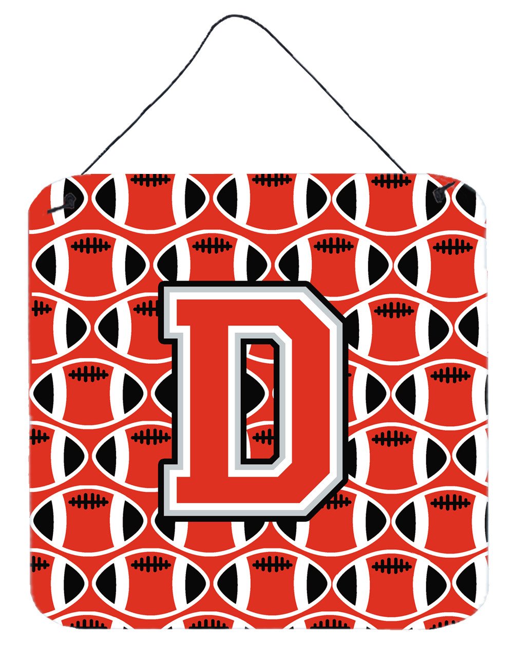 Letter D Football Scarlet and Grey Wall or Door Hanging Prints CJ1067-DDS66 by Caroline's Treasures
