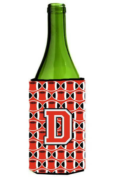 Letter D Football Scarlet and Grey Wine Bottle Beverage Insulator Hugger CJ1067-DLITERK by Caroline&#39;s Treasures