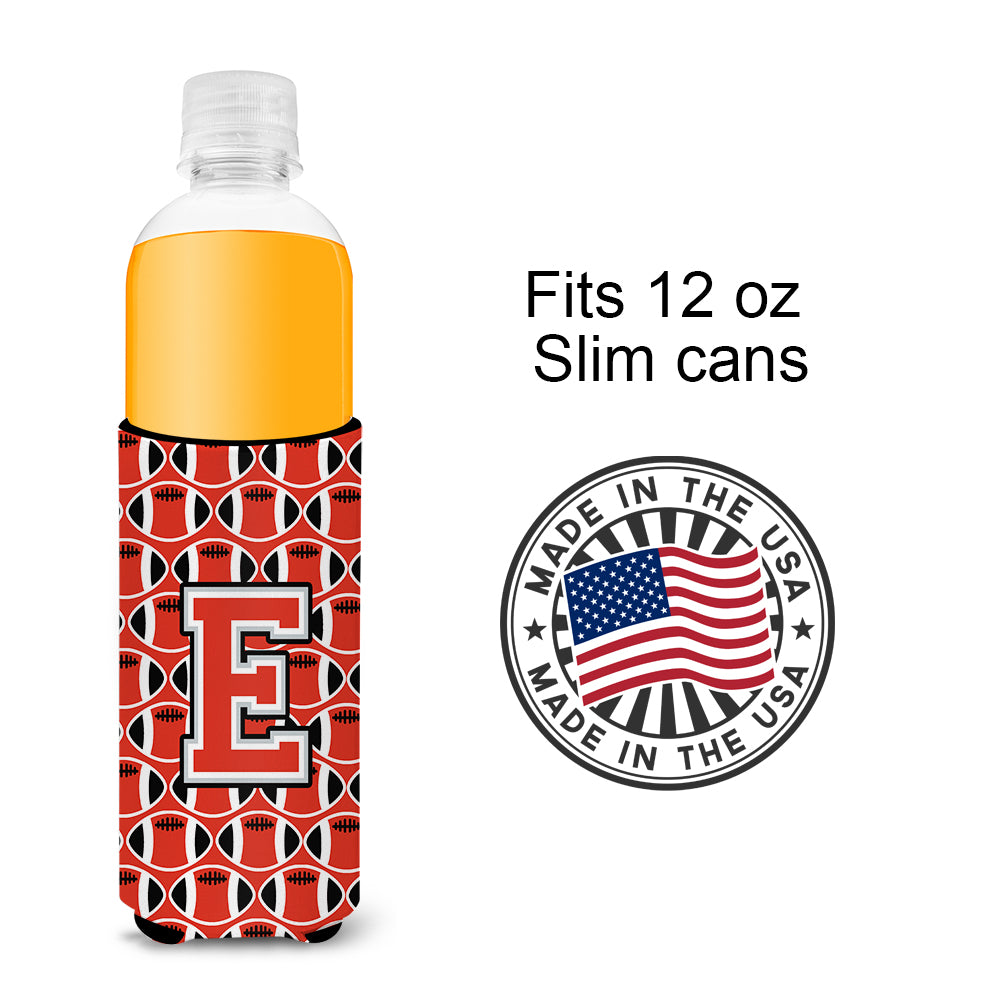 Letter E Football Scarlet and Grey Ultra Beverage Insulators for slim cans CJ1067-EMUK