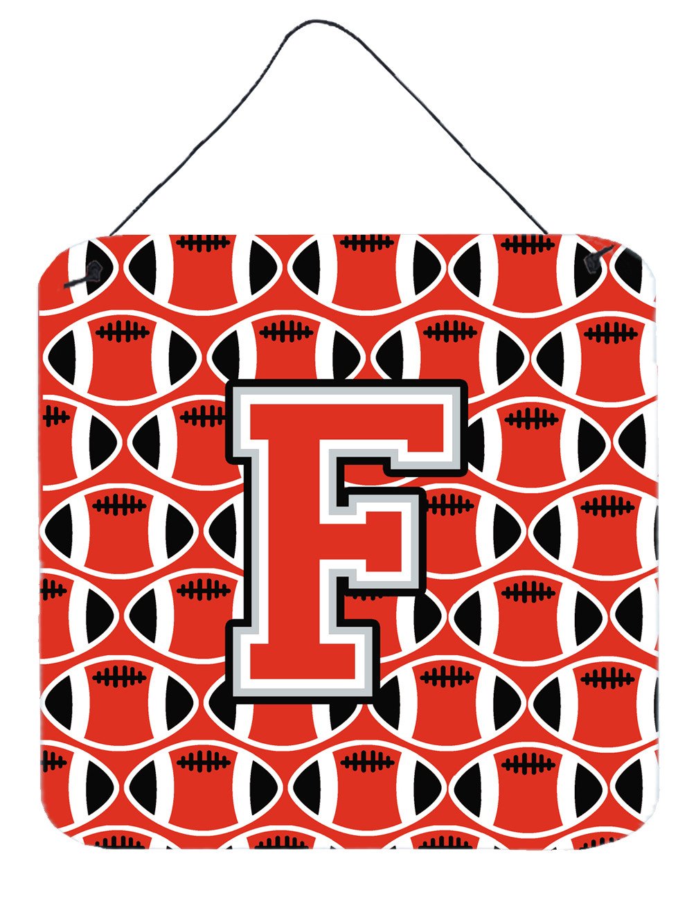 Letter F Football Scarlet and Grey Wall or Door Hanging Prints CJ1067-FDS66 by Caroline&#39;s Treasures