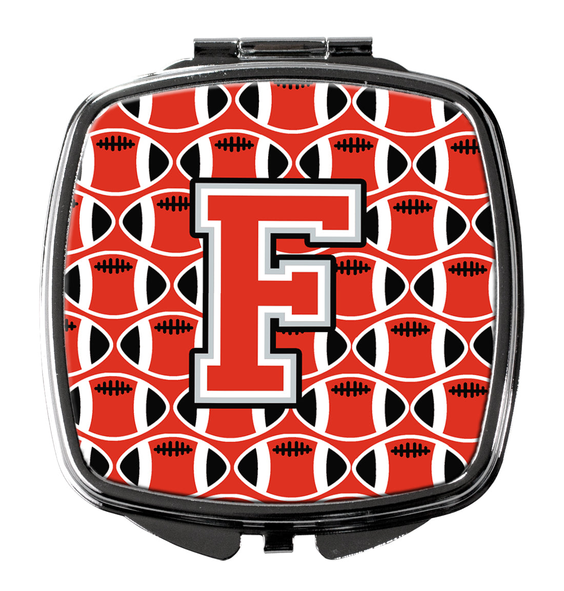 Letter F Football Scarlet and Grey Compact Mirror CJ1067-FSCM
