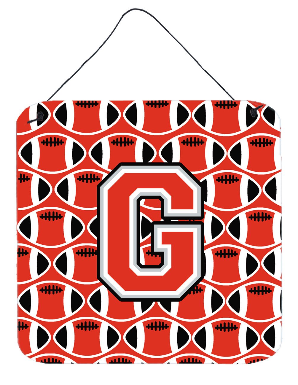 Letter G Football Scarlet and Grey Wall or Door Hanging Prints CJ1067-GDS66 by Caroline's Treasures