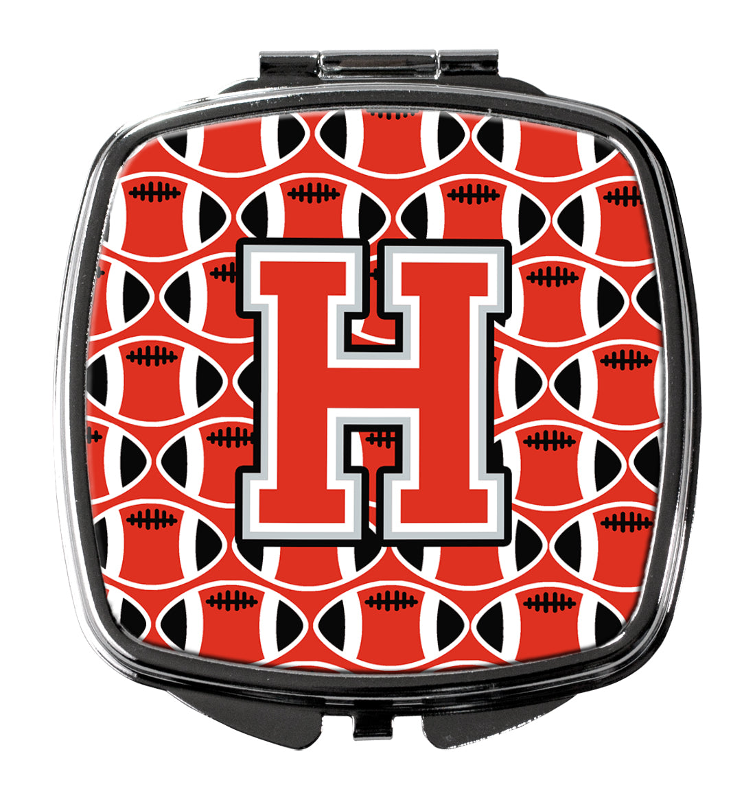 Letter H Football Scarlet and Grey Compact Mirror CJ1067-HSCM  the-store.com.