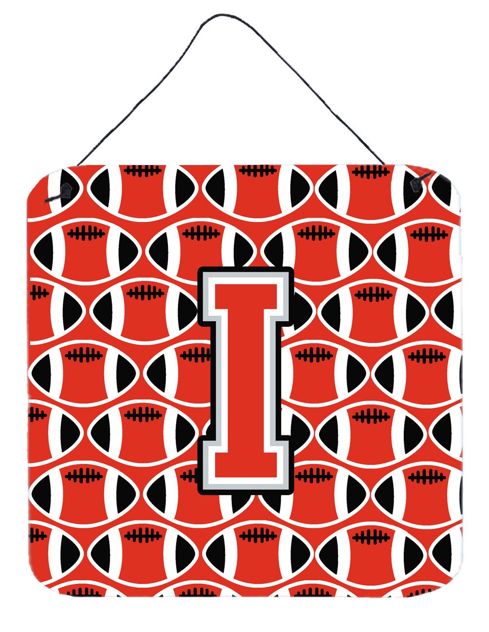 Letter I Football Scarlet and Grey Wall or Door Hanging Prints CJ1067-IDS66 by Caroline&#39;s Treasures