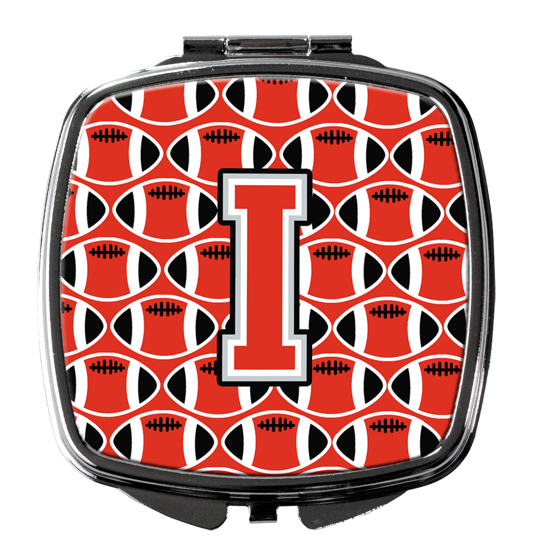 Letter I Football Scarlet and Grey Compact Mirror CJ1067-ISCM  the-store.com.