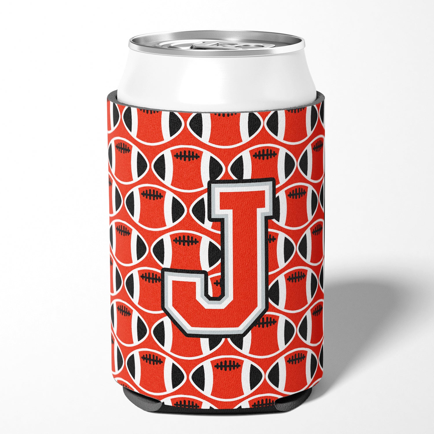 Lettre J Football Scarlet et Grey Can ou Bottle Hugger CJ1067-JCC