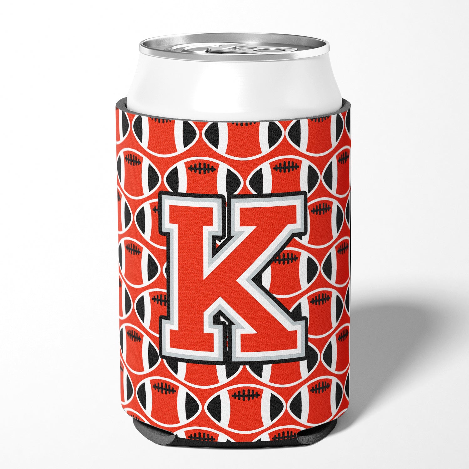 Letter K Football Scarlet and Grey Can or Bottle Hugger CJ1067-KCC.