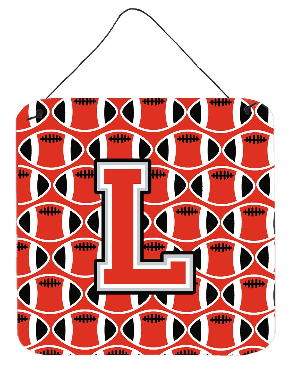 Letter L Football Scarlet and Grey Wall or Door Hanging Prints CJ1067-LDS66 by Caroline&#39;s Treasures