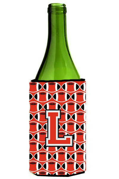 Letter L Football Scarlet and Grey Wine Bottle Beverage Insulator Hugger CJ1067-LLITERK by Caroline&#39;s Treasures