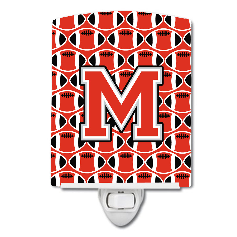 Letter M Football Scarlet and Grey Ceramic Night Light CJ1067-MCNL - the-store.com