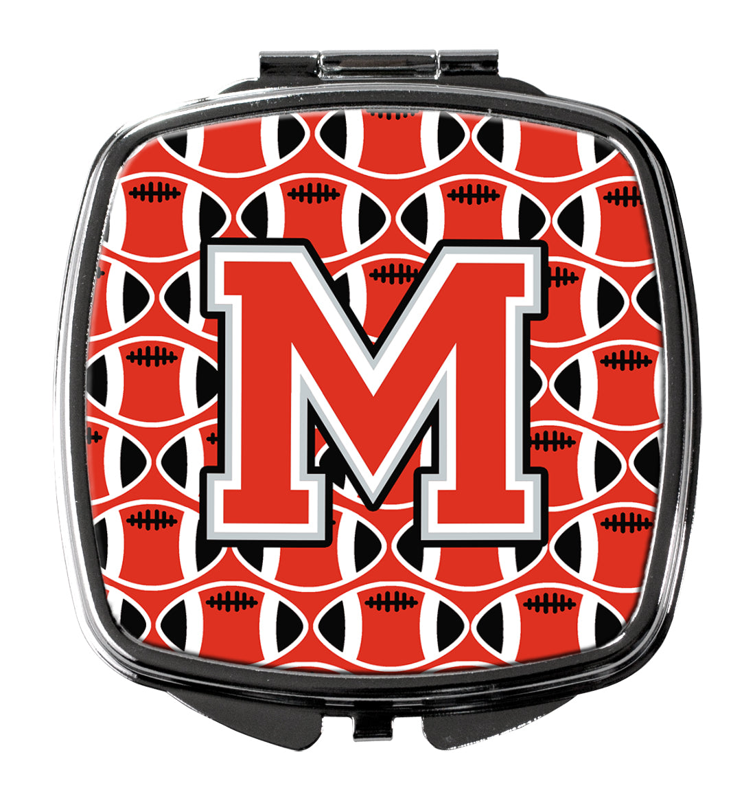 Letter M Football Scarlet and Grey Compact Mirror CJ1067-MSCM  the-store.com.