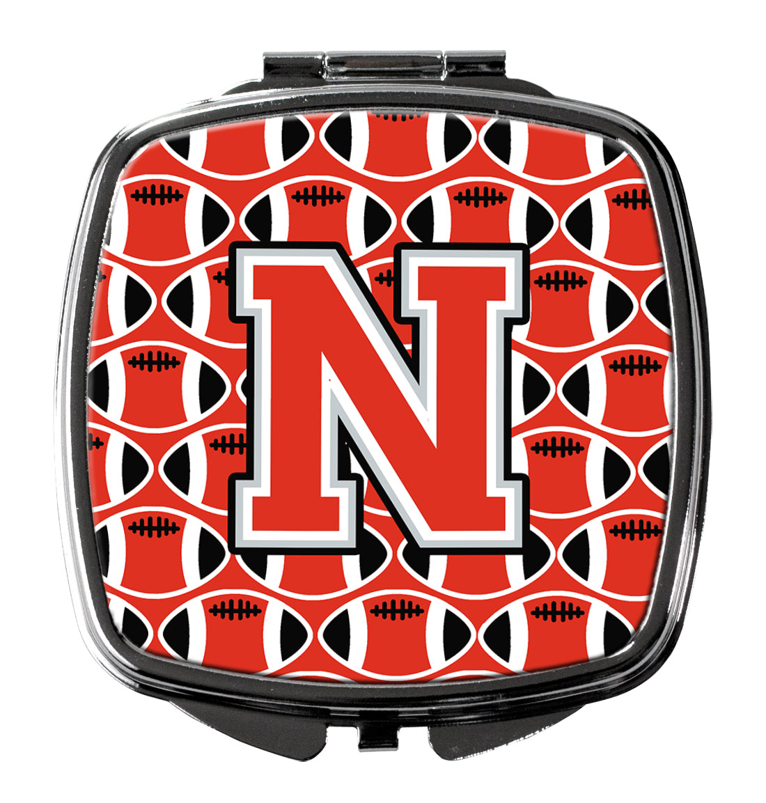 Letter N Football Scarlet and Grey Compact Mirror CJ1067-NSCM  the-store.com.