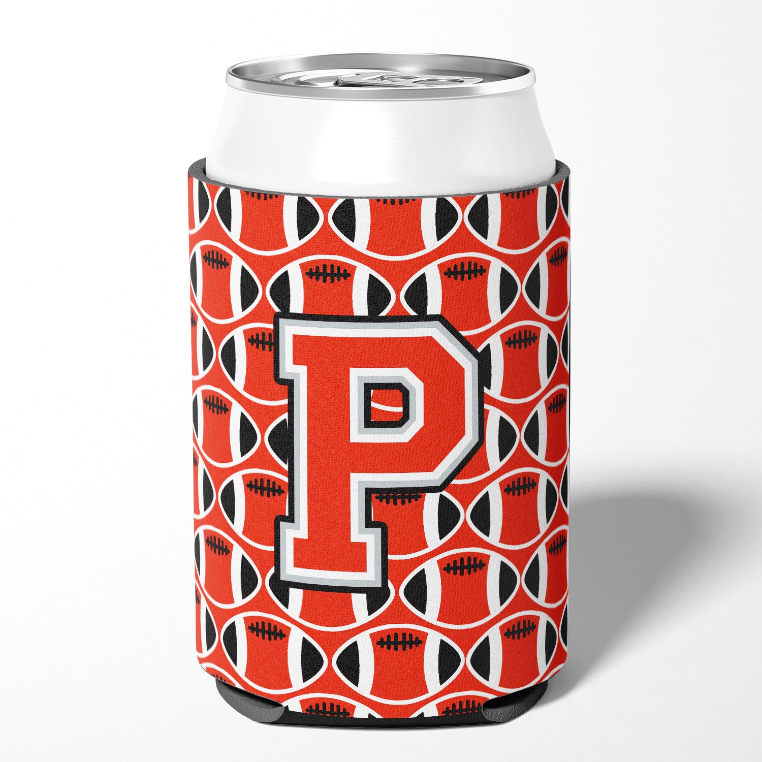 Letter P Football Scarlet and Grey Can or Bottle Hugger CJ1067-PCC