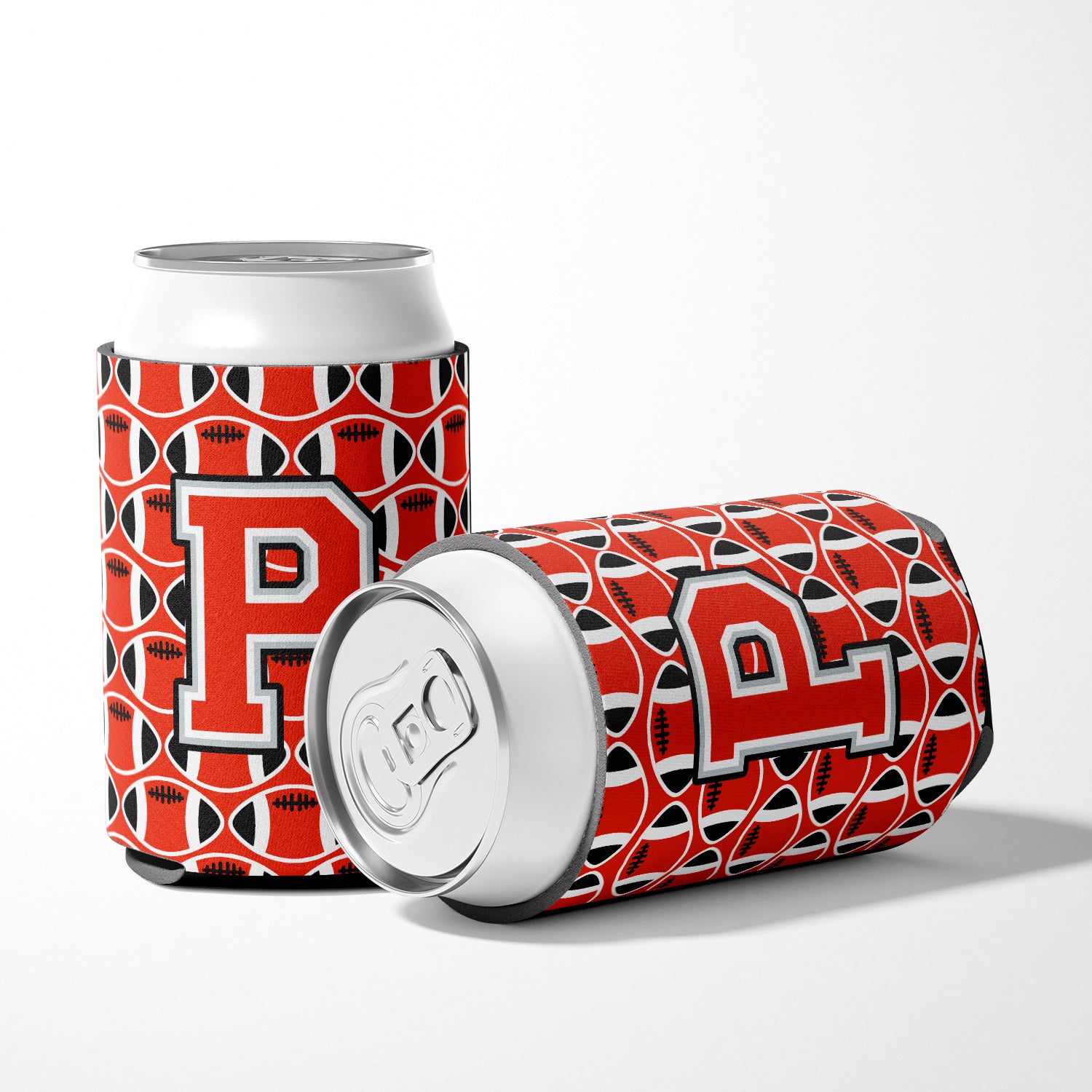 Letter P Football Scarlet and Grey Can or Bottle Hugger CJ1067-PCC.