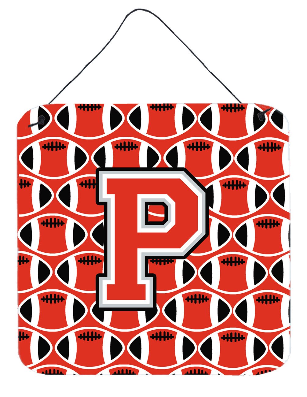 Letter P Football Scarlet and Grey Wall or Door Hanging Prints CJ1067-PDS66 by Caroline's Treasures
