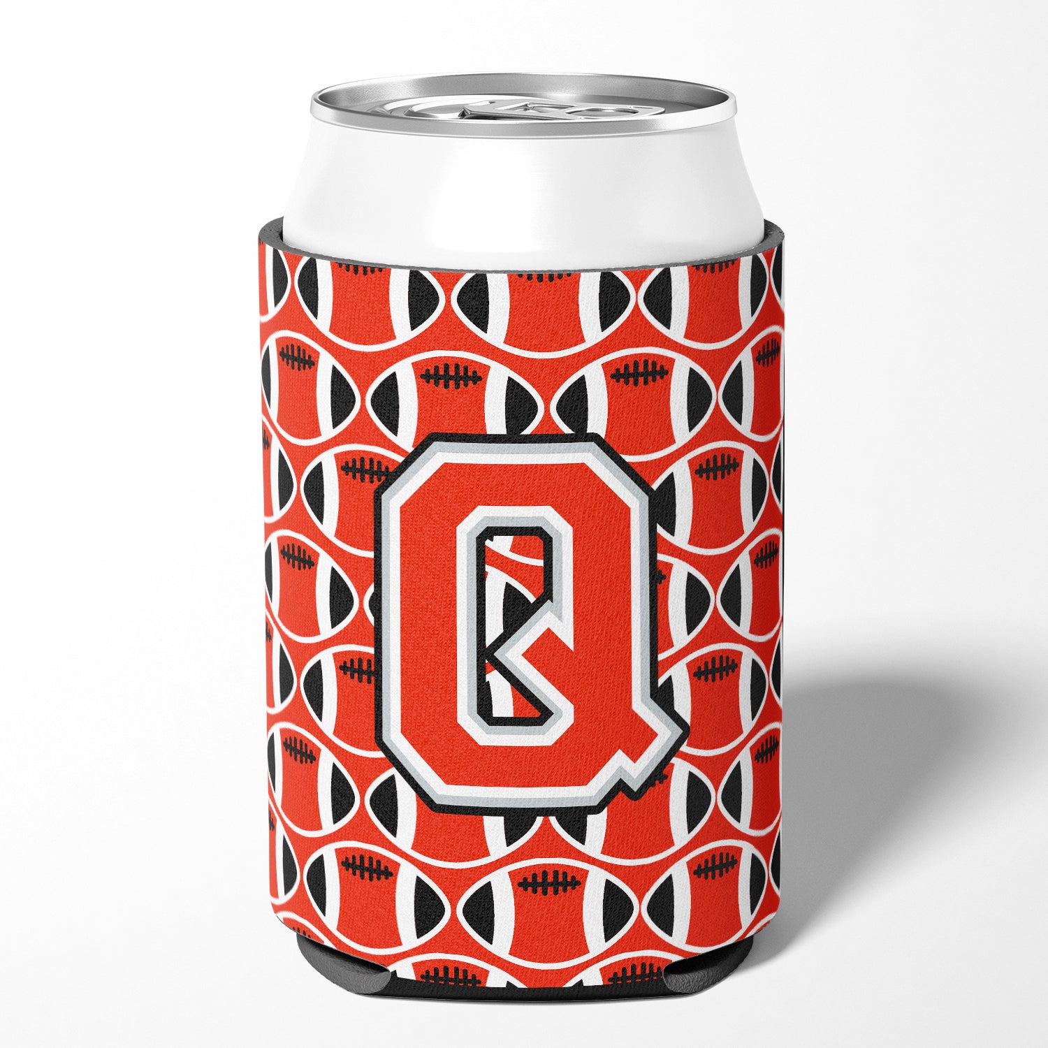 Letter Q Football Scarlet and Grey Can or Bottle Hugger CJ1067-QCC