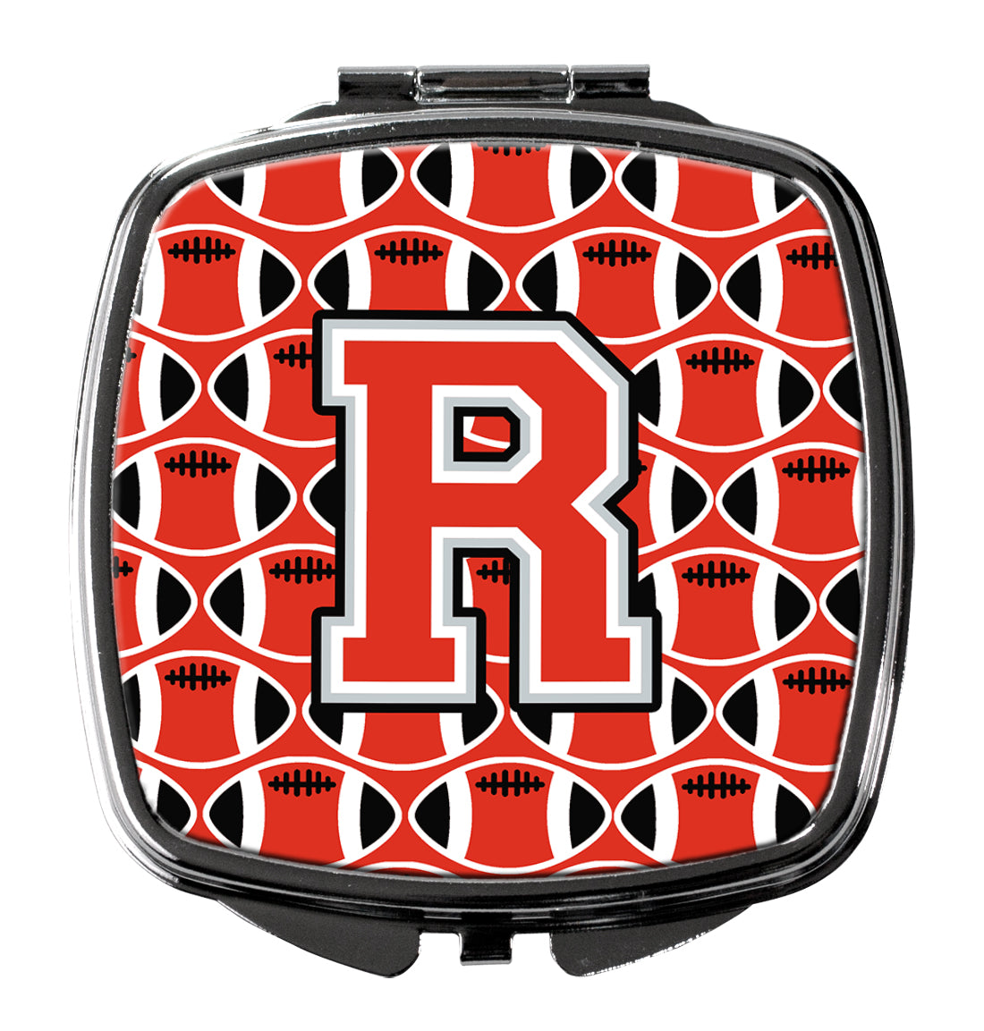 Letter R Football Scarlet and Grey Compact Mirror CJ1067-RSCM