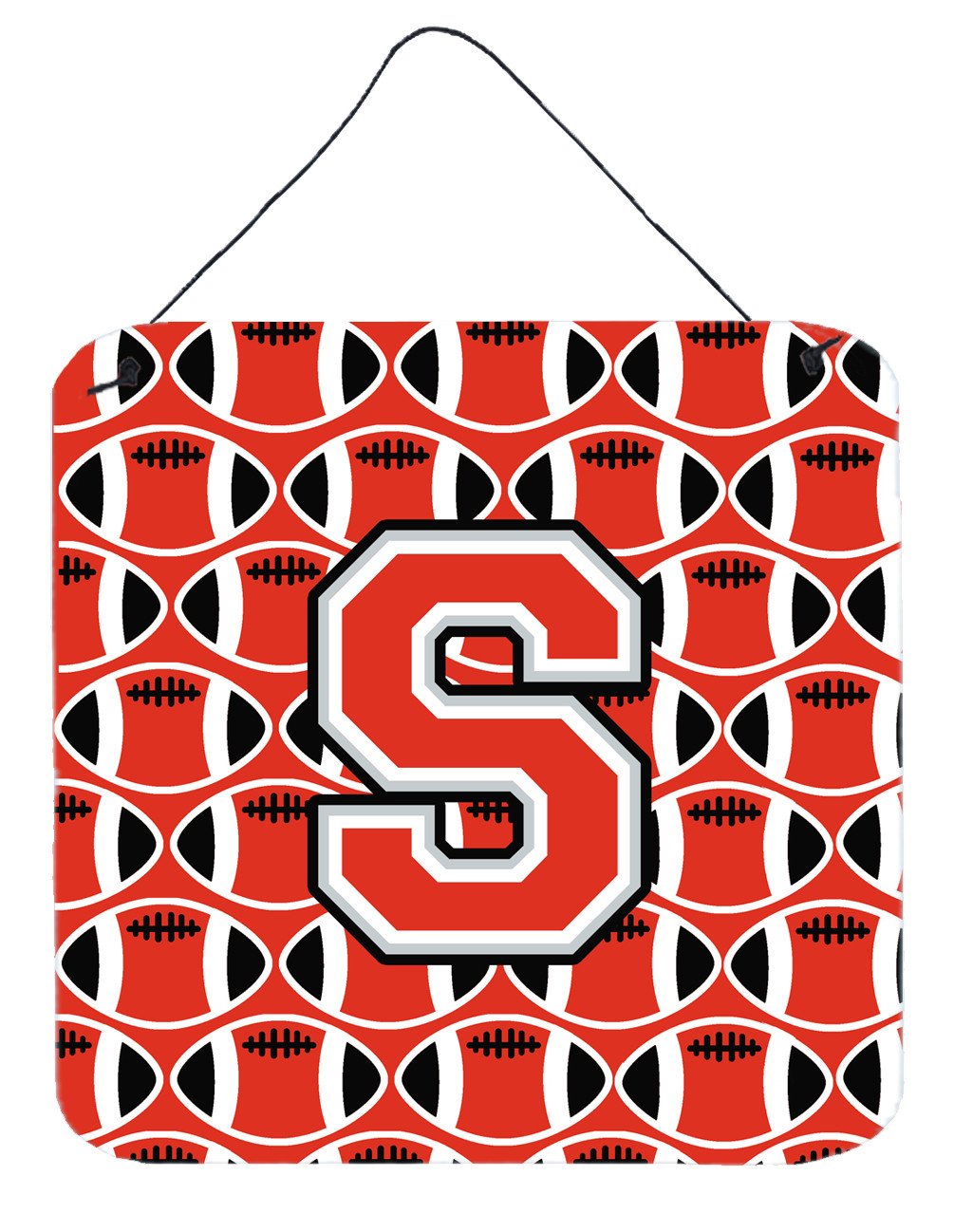 Letter S Football Scarlet and Grey Wall or Door Hanging Prints CJ1067-SDS66 by Caroline&#39;s Treasures