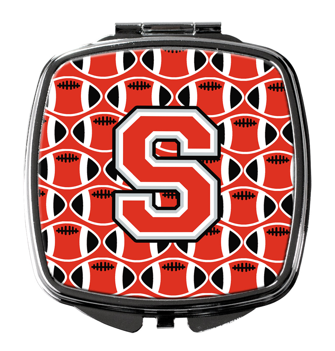 Letter S Football Scarlet and Grey Compact Mirror CJ1067-SSCM  the-store.com.