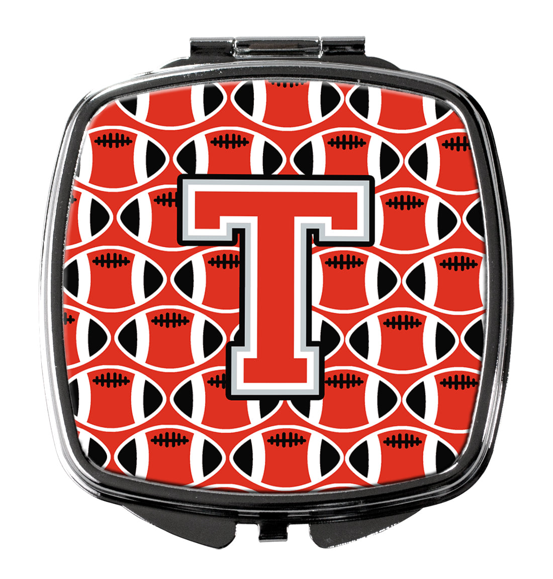 Letter T Football Scarlet and Grey Compact Mirror CJ1067-TSCM