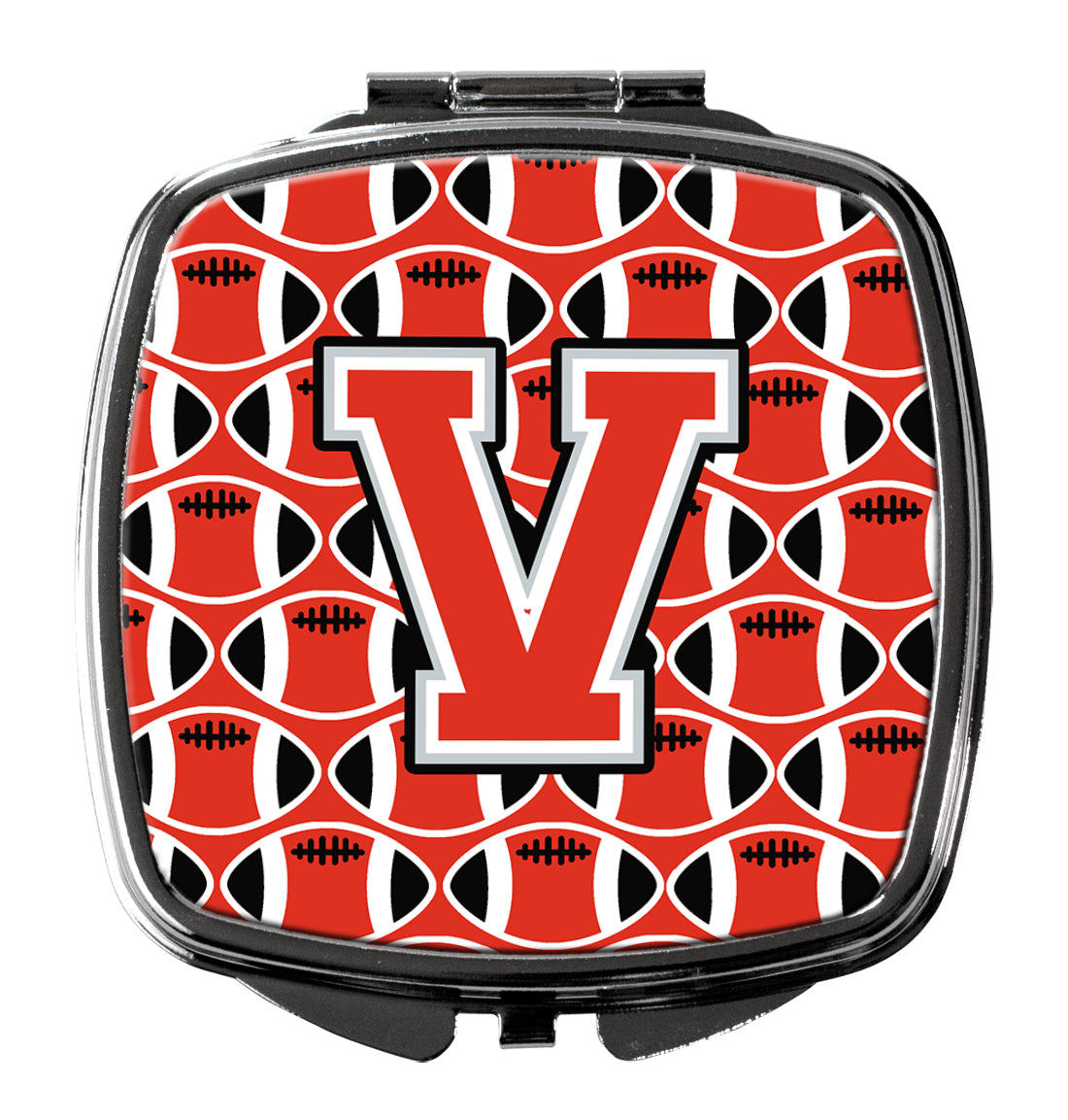 Letter V Football Scarlet and Grey Compact Mirror CJ1067-VSCM  the-store.com.