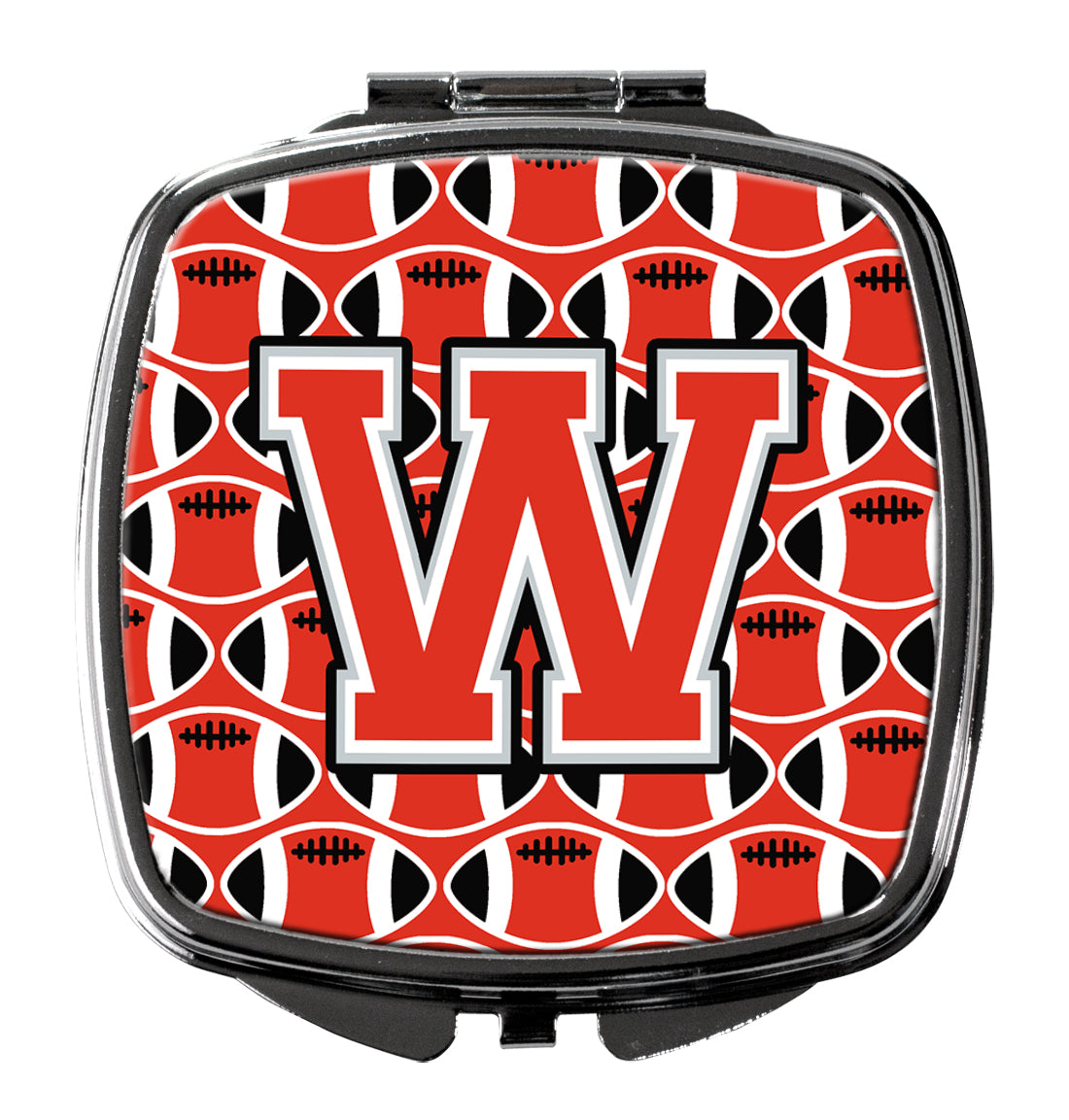 Letter W Football Scarlet and Grey Compact Mirror CJ1067-WSCM  the-store.com.